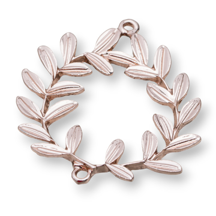 Composants Zamak Avec 2 Anneaux Couronne De Laurier 40x44mm 16pz Or Rose Clair