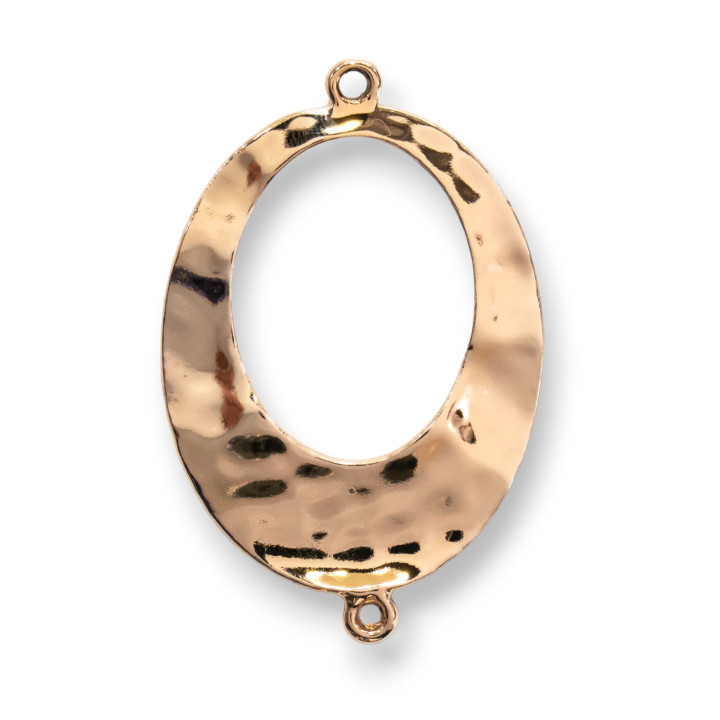 Zamak Composants Avec 2 Anneaux Créole Ovale Usiné 30x46mm 26pz Doré Clair