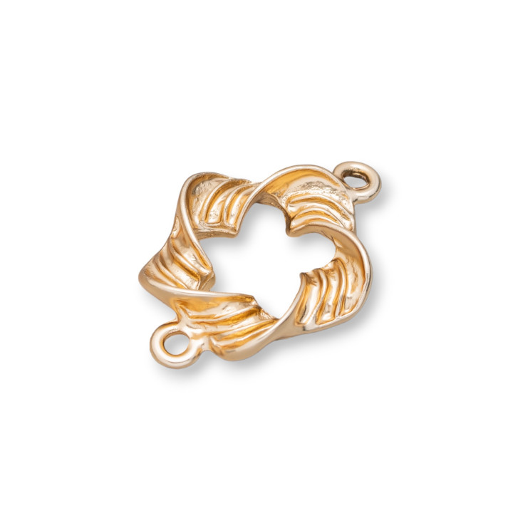 Componenti Di Zama A 2 Anellini Fiore Forato Ondulato 18x26mm 45pz Dorato Light