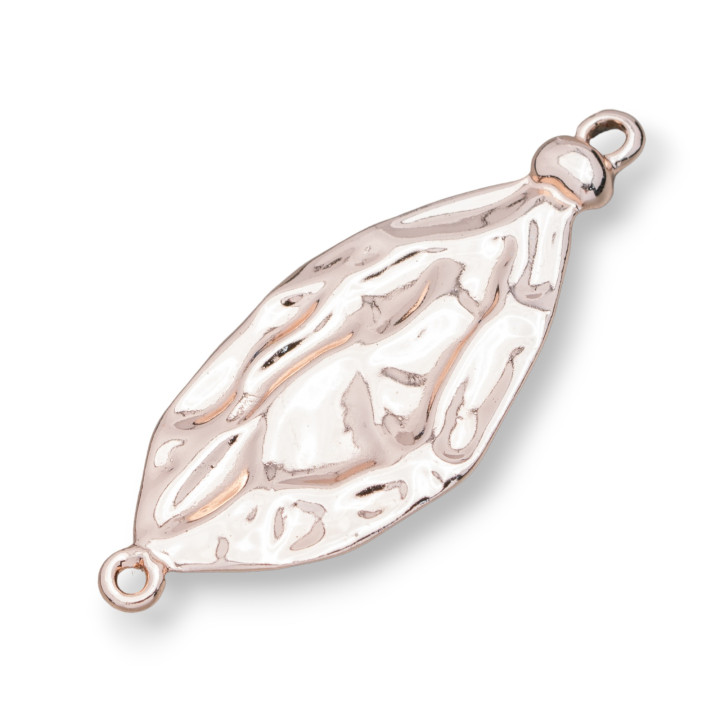 Zamak Components With 2 Rings Wrought Leaf 20x47mm 30pcs Light Rose Gold