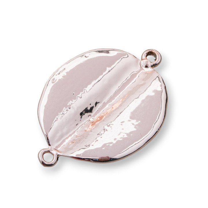 Zamak-Komponenten mit 2 Ringen, ovales Blatt, 26 x 40 mm, 30 Stk. Helles Roségold