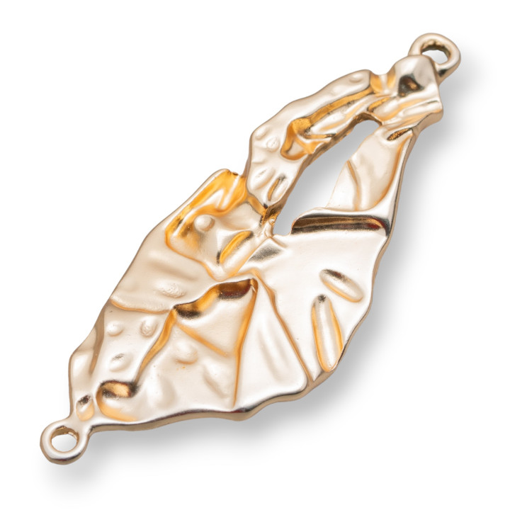 Zamak Components With 2 Rings Stylized Leaf 20x54mm 20τμχ Ανοιχτό Χρυσό