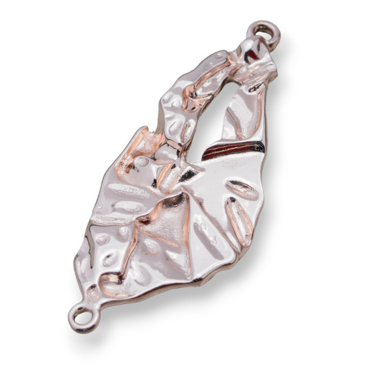 Componenti Di Zama A 2 Anellini Foglia Stilizzata 20x54mm 20pz Oro Rosa Light