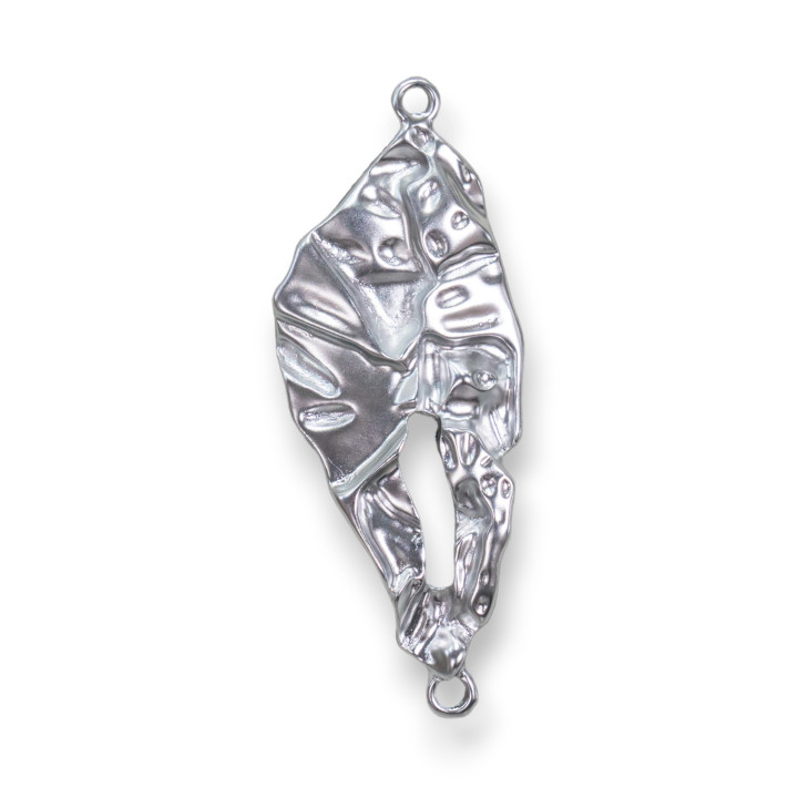 Composants Zamak Avec 2 Anneaux Feuille Stylisée 20x54mm 20pcs Argent