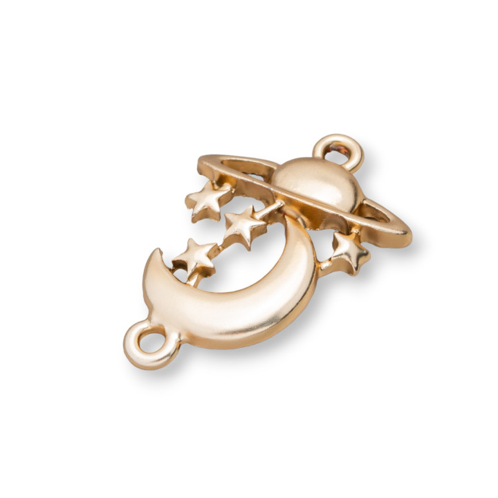 Componentes De Zamak Con 2 Anillos Luna Estrellas Y Planetas 18x26mm 45pz Golden Light