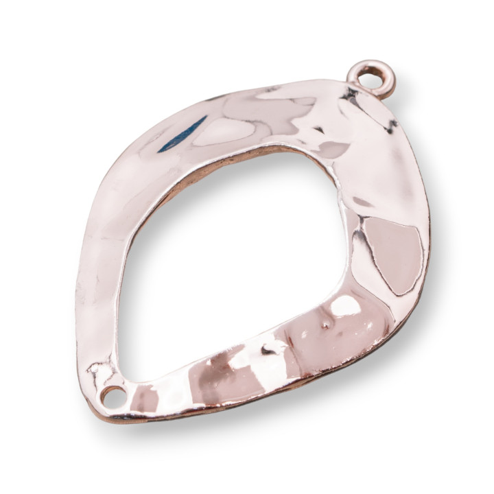 Zamak Components With 2 Rhings Rhomboidal Perforated 30x44mm 30pcs Light Rose Gold