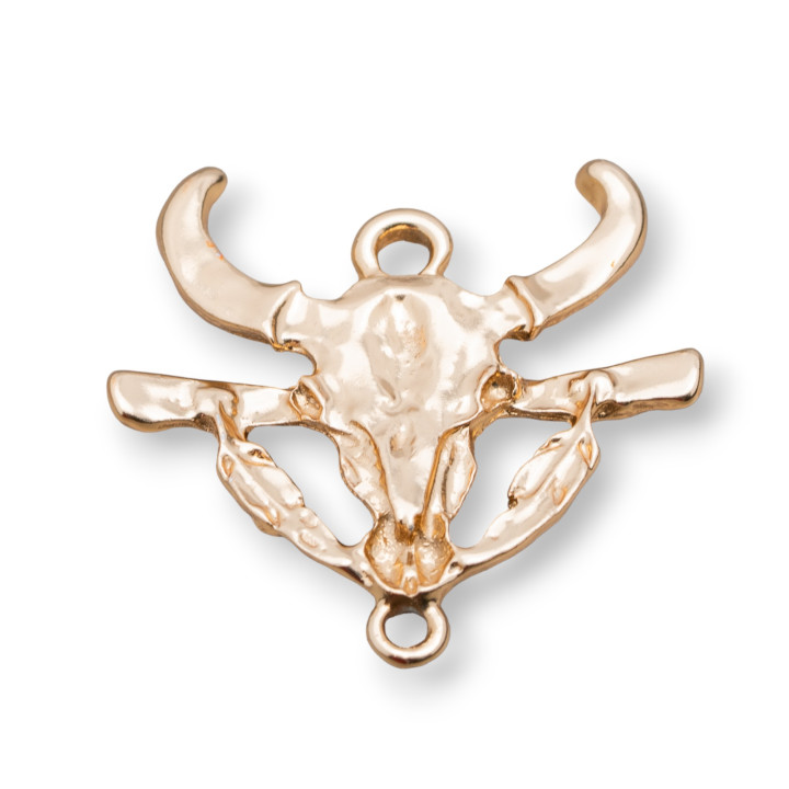 Zamak Components With 2 Rings Buffalo Head 31x31mm 30pcs Light Golden