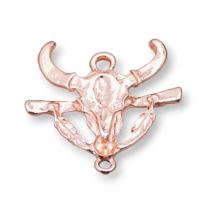 Componenti Di Zama A 2 Anellini Testa Di Bufalo 31x31mm 30pz Oro Rosa Light