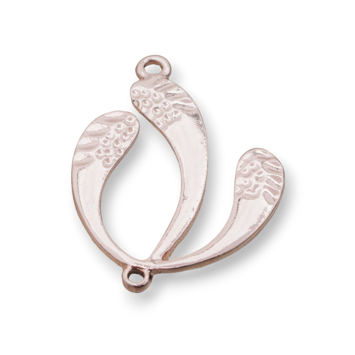 Componentes Fancy Leaf Zamak Con 2 Anillos 27x35mm 40pzs Oro Rosa Claro