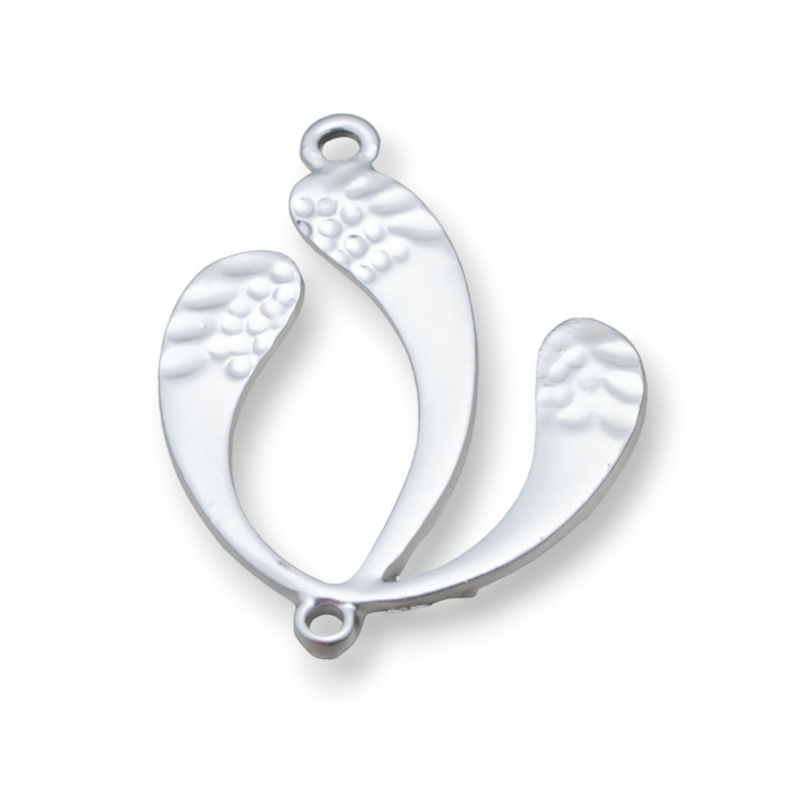 Composants Zamak Feuille Fantaisie Avec 2 Anneaux 27x35mm 40pcs Argent