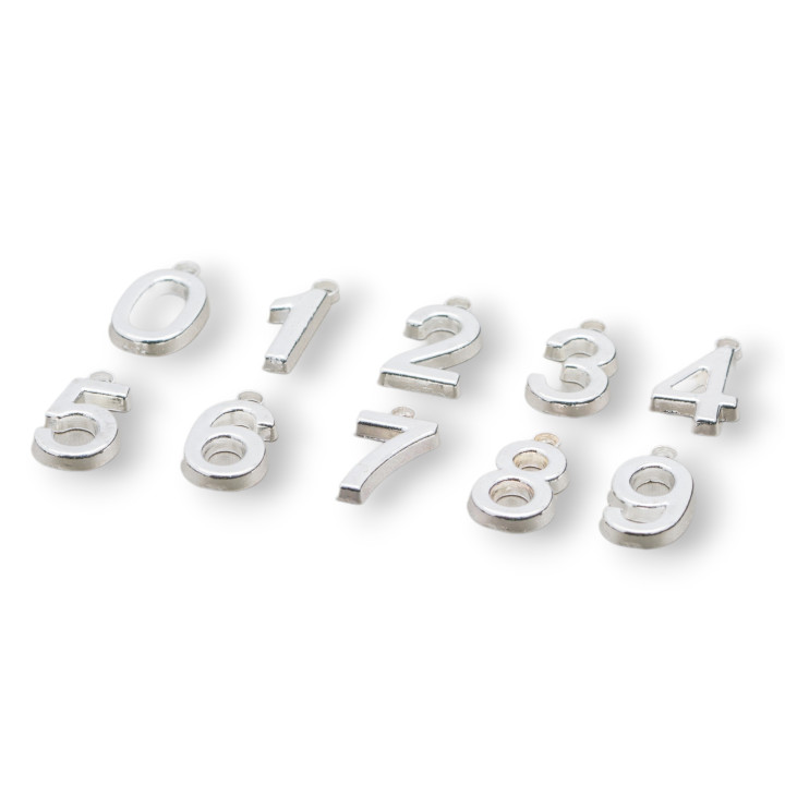 Komponenten Anhänger Charms aus Messing, gemischte Zahlen, 200 g, sortiertes Silber