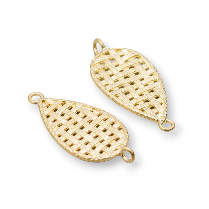 Connecteur Composant Bronze Goutte Avec Tressage De Panier 13x18mm 24pcs