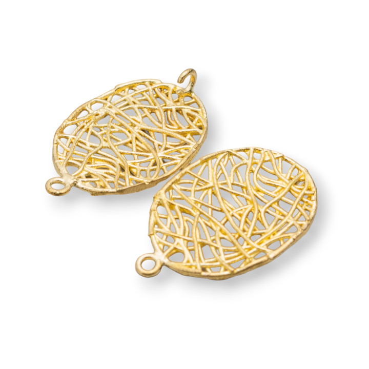 Conector Componente Bronce Oval Perforado 15x24mm 24pcs