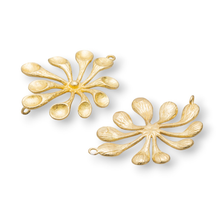Βουρτσισμένο Bronze Component Connector Flowers 2 Rings 23x33mm 26 τμχ Χρυσό