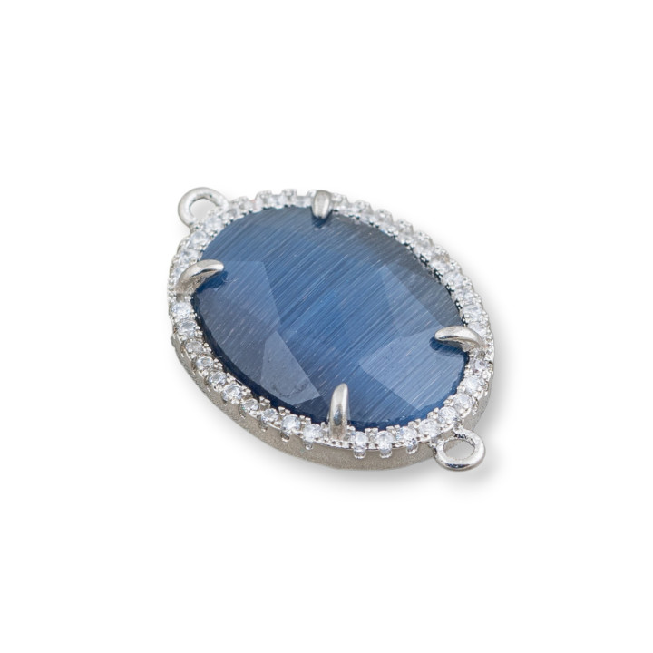 Conector Componente Latón Con Cristales Incrustados Y Circonitas 15x20mm 10pcs Rodio Y Azul Zafiro