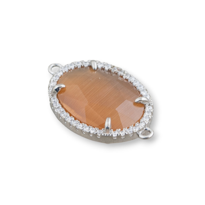 Connettore Componente Di Ottone Con Cristalli Incastonati E Zirconi 15x20mm 10pz Rodiato E Marrone