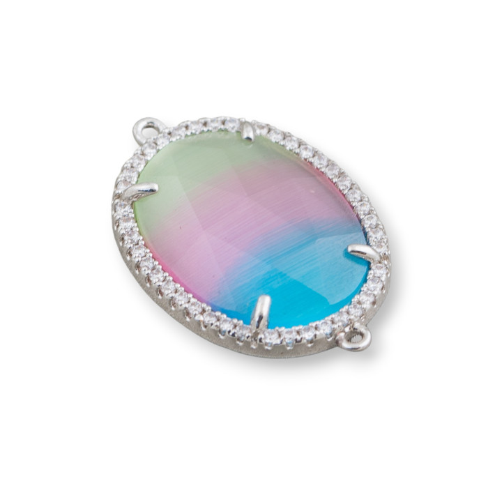 Connecteur Composant Laiton Avec Cristaux Et Zircons Incorporés 18x28mm 10pcs Vert Rose Bleu Rhodium