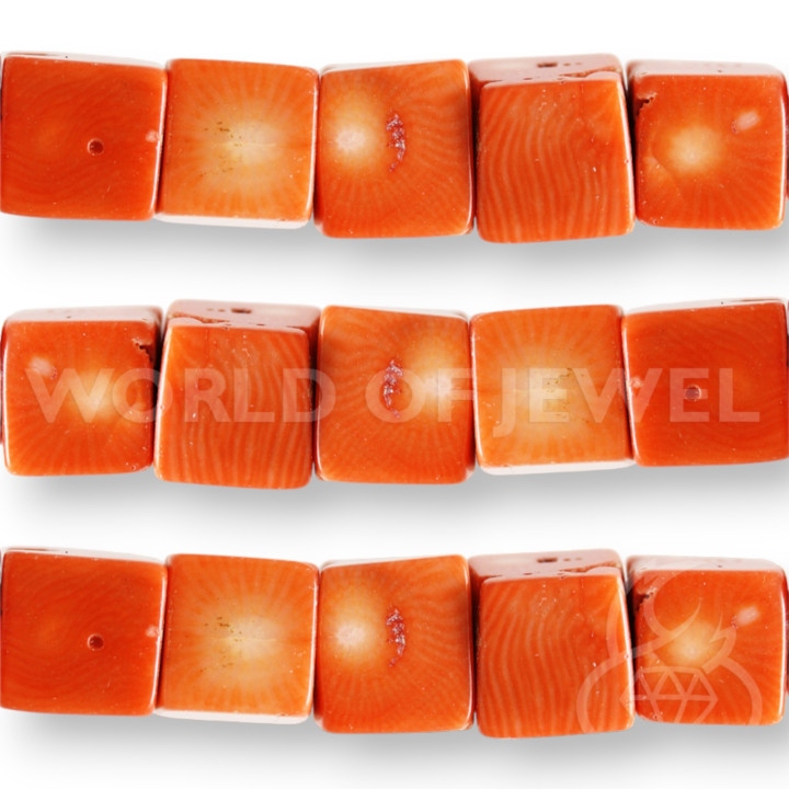 Koralle Bambus Orange Würfel 11-13mm
