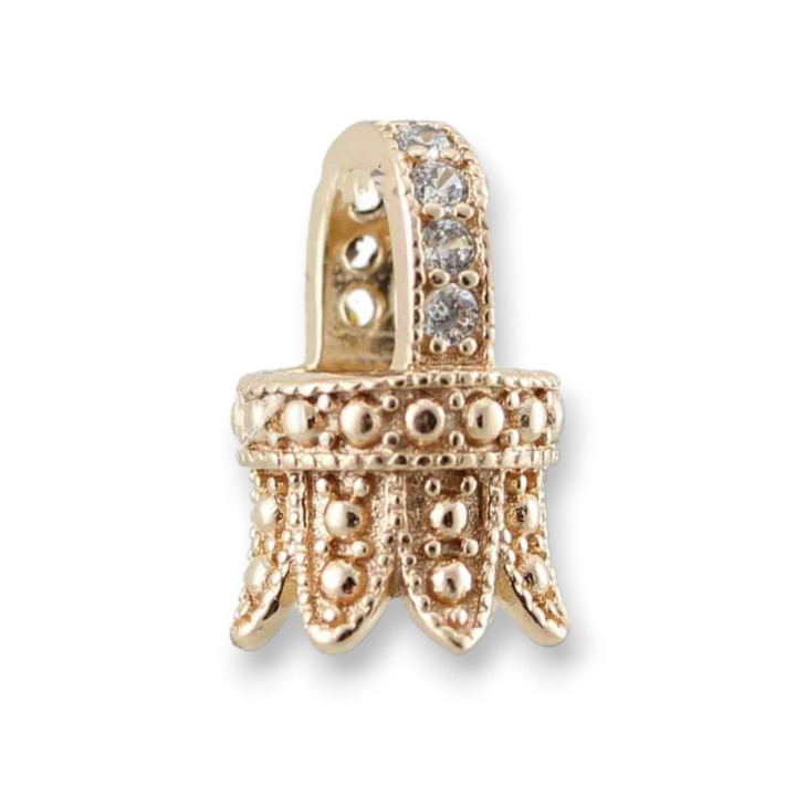 Copas De Plata 925 Con Barra Con Circonitas 10x15mm 4pcs Oro Rosa