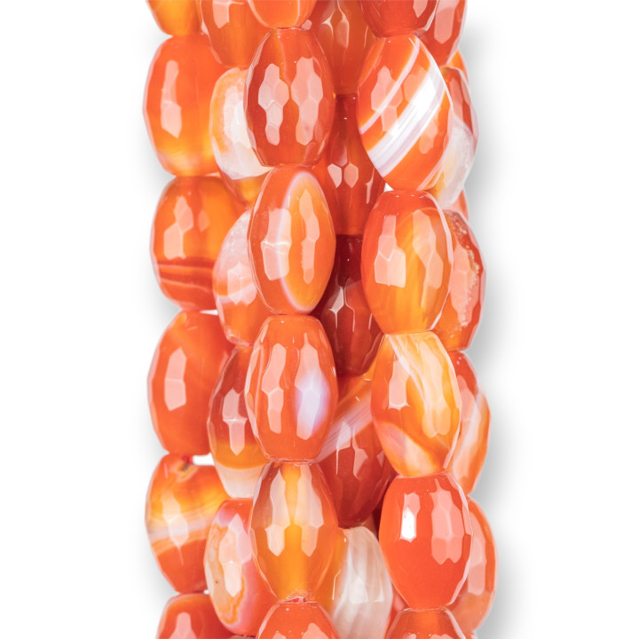 Red Carnelian Rice Faceted 08x12mm Striated