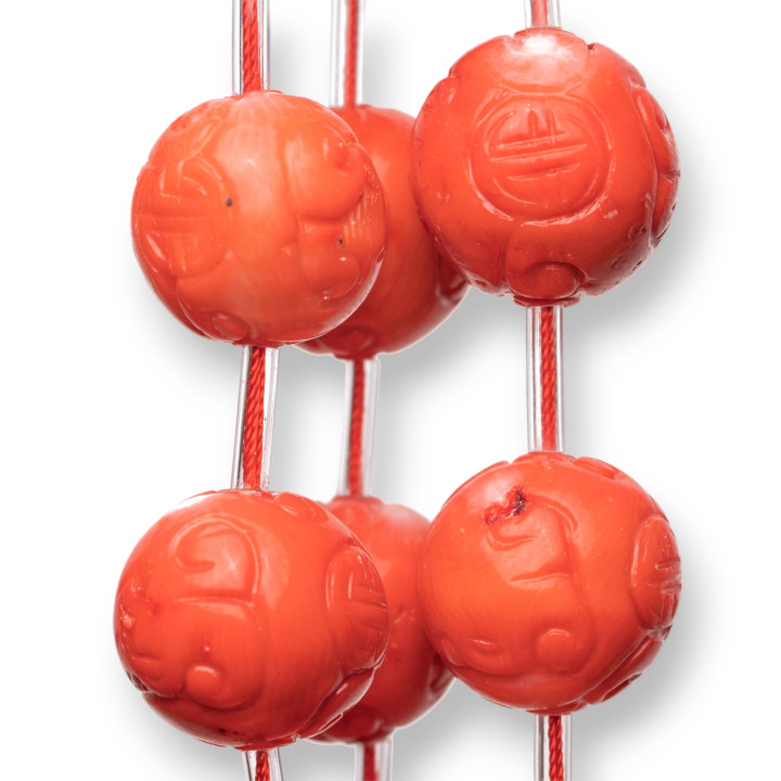 Gravierte runde Bambuskoralle (UEW) 27 mm