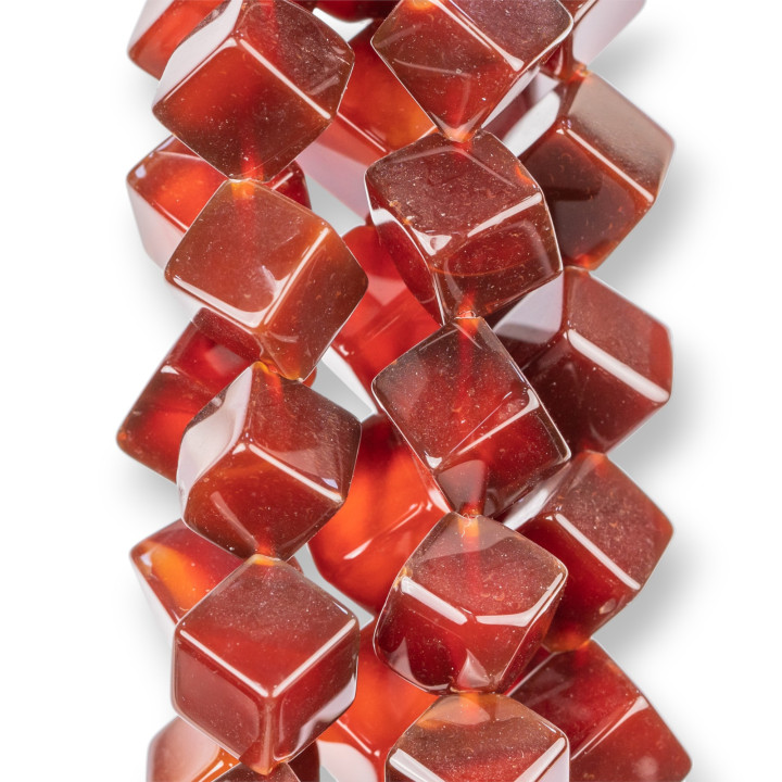 Corniola Rossa Cubo Con Foro In Diagonale 13mm