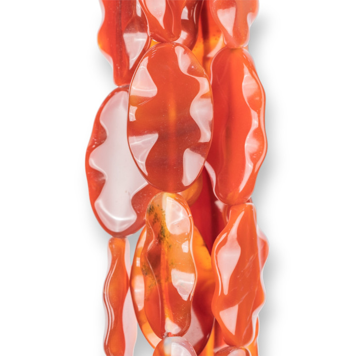 Corniola Rossa Ovale Piatto Ondulato 22x36mm