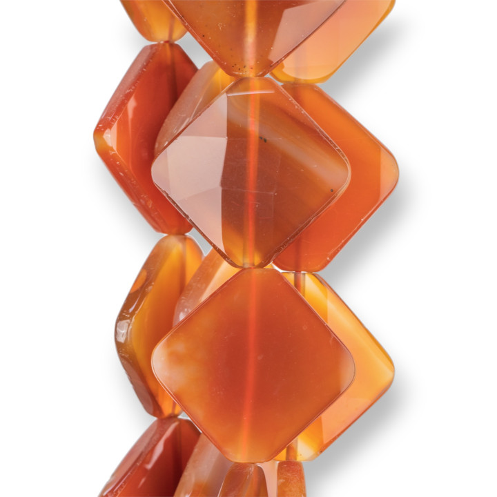 Rojo Cornalina Rombo Plano Facetado 30mm