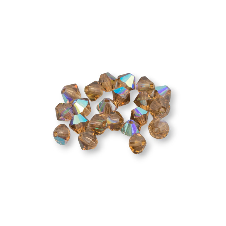 Cristaux Swarovski Bicone 04mm Marque Preciosa - 100pcs - Marron AB