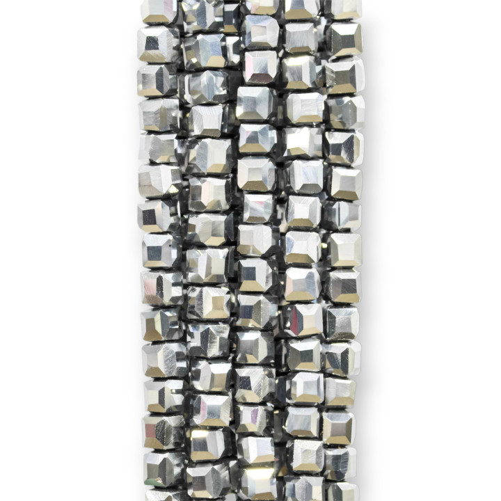 Faceted Cube Crystals 04mm Silver
