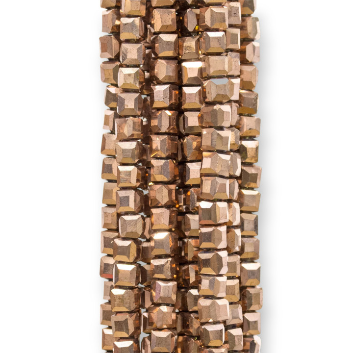 Faceted Cube Crystals 04mm Rose Gold