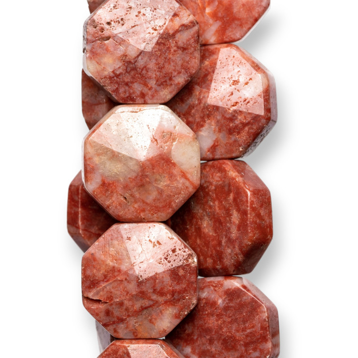 Ανοιχτό κόκκινο Jasper Flat Octagon Faceted 22mm