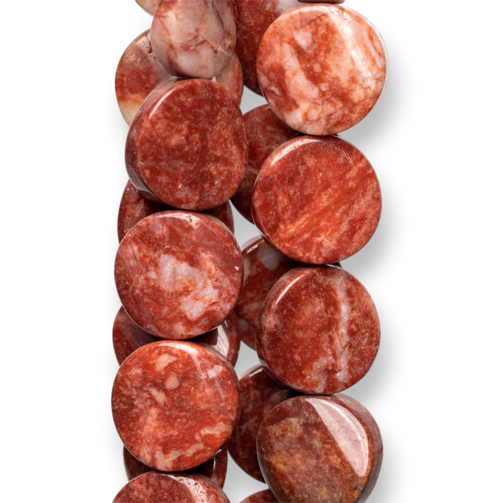 Light Red Jasper Round Flat Smooth Wavy 16mm