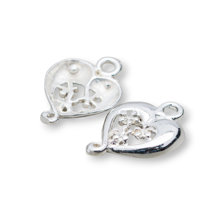 Entretoise Laiton Connecteur Coeur 13x20mm 80pcs Argent