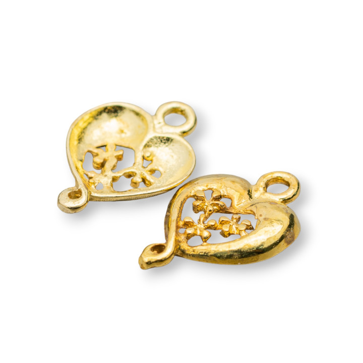 Μπρούτζινος σύνδεσμος Spacer Heart 13x20mm 80τμχ Χρυσό