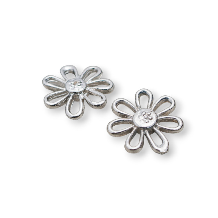 Distanziatore Connettore Di Ottone Fiore Margherita 12x12mm 110pz Rodiato
