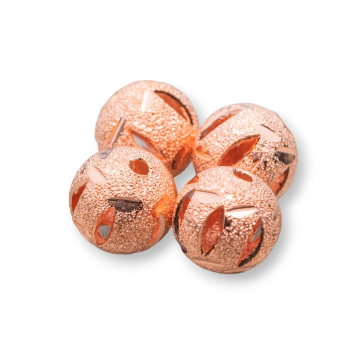 Bolas Espaciadoras Latón Diamantes Perforado 10mm 100pcs 60gr Oro Rosa