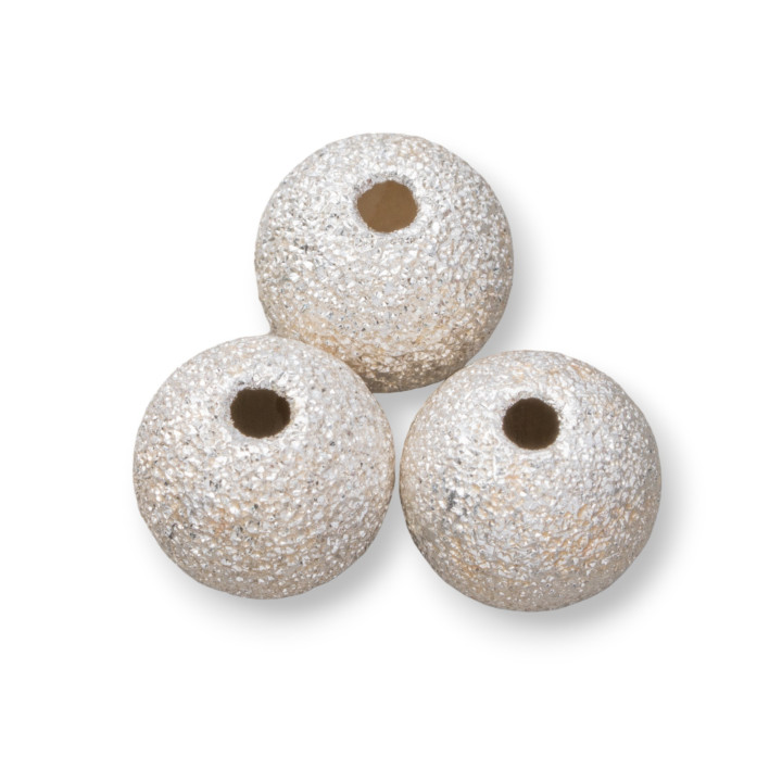 Distanziatore Palline Di Argento 925 Satinato  8mm 10pz Argentato