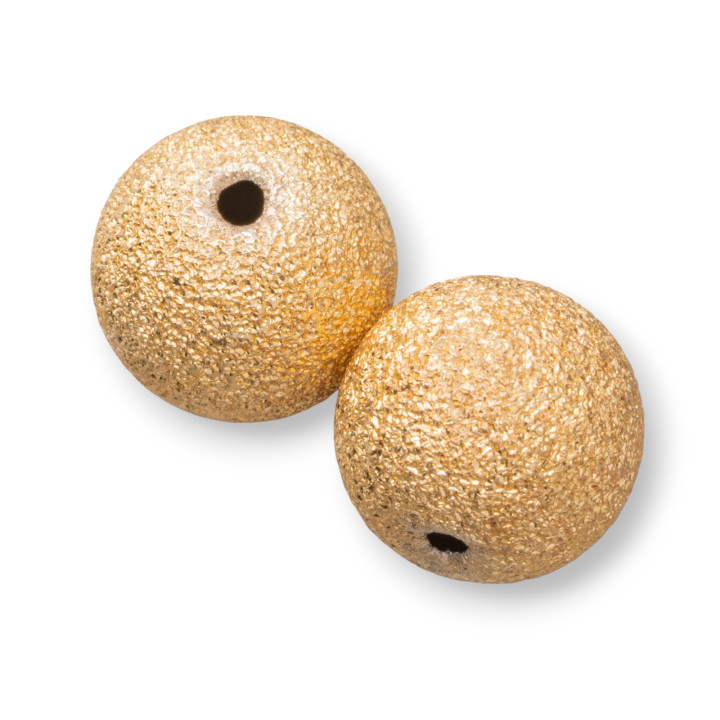 Spacer Balls of Satin 925 Silver 10mm 6pcs Golden