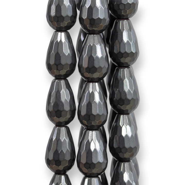 Ematite Naturale Gocce Briolette Sfaccettate 8x12mm Semiopaco