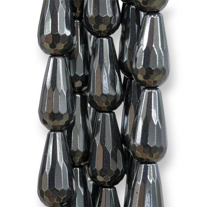 Hematites Gotas Briolette Facetadas 08x16mm Natural semiopaco