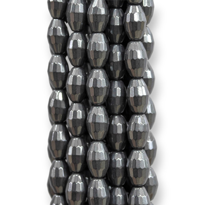 Ematite Naturale Riso Sfaccettato 5x8mm Semiopaco