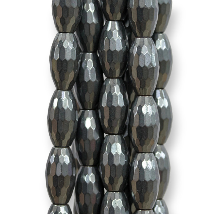 Hematite Rice Faceted 07x12mm Semi-opaque Natural