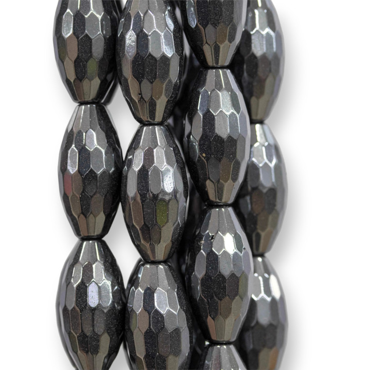 Ematite Naturale Riso Sfaccettato 8x16mm SemiOpaco