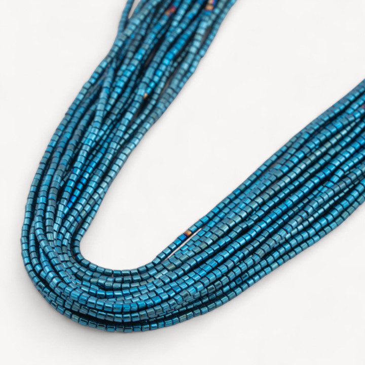 Hematite Cylinder 1.5x1.5mm Blue