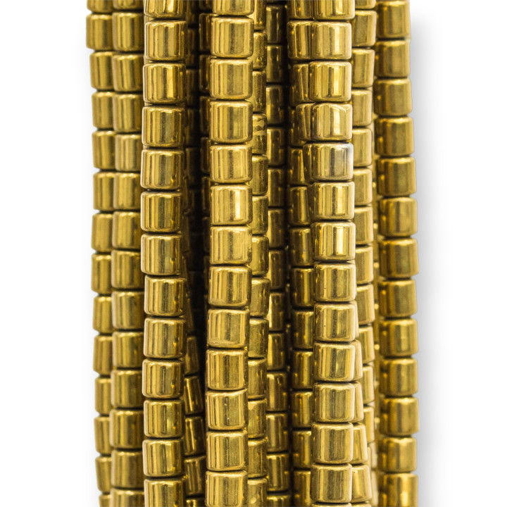 Cilindro Hematite 3x3mm Dorado
