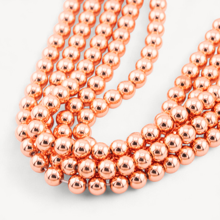 Smooth Round Hematite 06mm Rose Gold