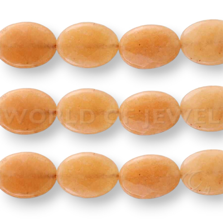 Orangefarbene Jade, oval, facettiert, flach, 10 x 14 mm