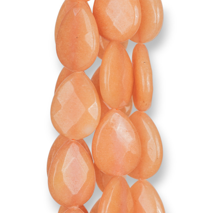 Giada Arancio Chiaro Gocce Piatto Sfaccettato 18x25mm