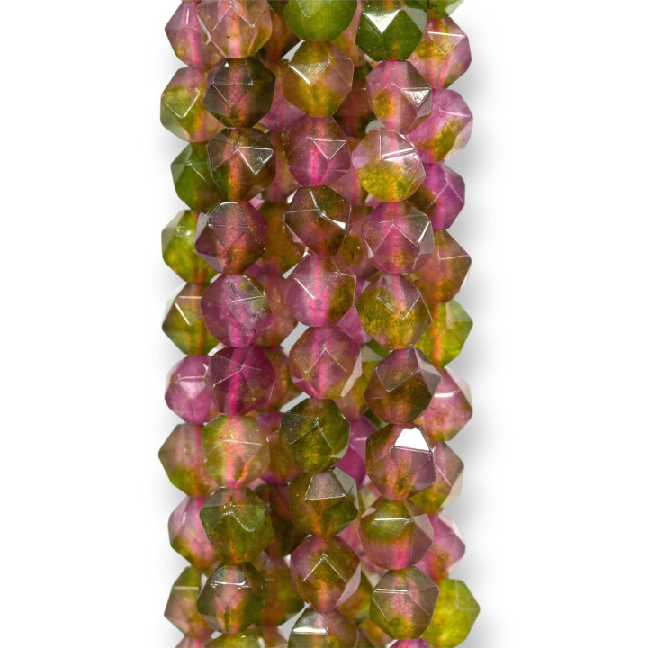 Icosaèdre Jade Floral Facette 8mm